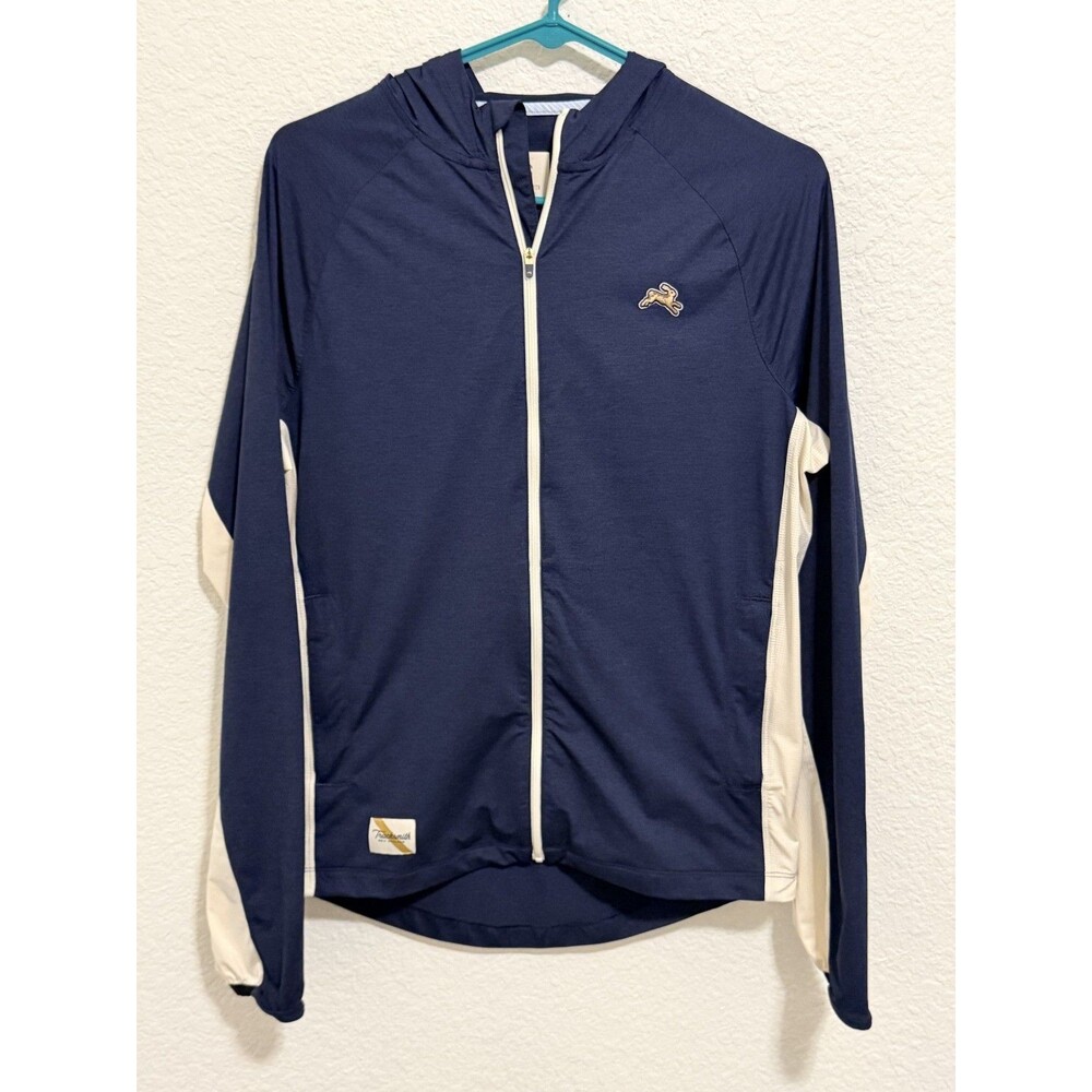 Tracksmith Session Jacket Navy Full Front Zip Hood Lightweight Mens Small S
